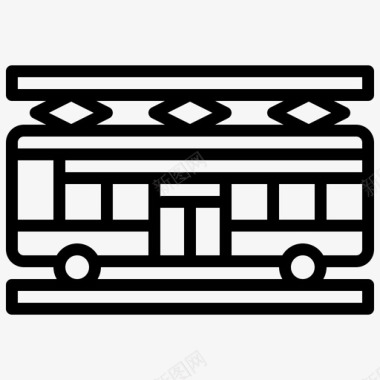 公共标识红有轨电车古董城市图标