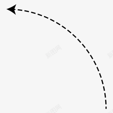 头曲线箭头短划线左曲线箭头图标