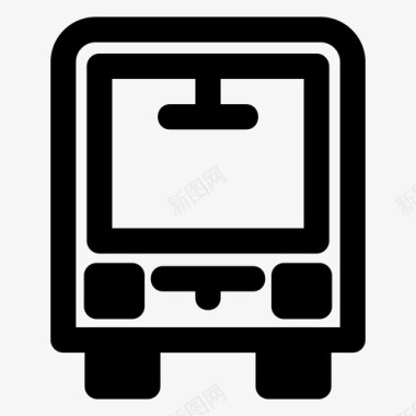 公共标识红公共汽车汽车乘客图标