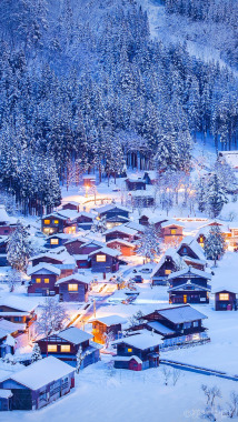 冬日童话小镇日本素材可用背景背景