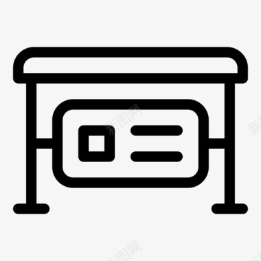 公共标识红公共汽车站广告长凳图标