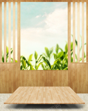 场景 木板 台子 茶叶中国风海报背景背景
