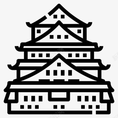 日本性建筑大阪城堡建筑地标图标