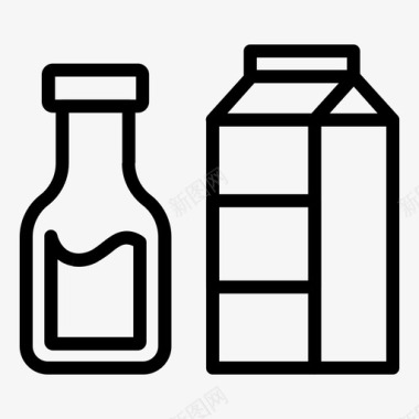 牛奶盒瓶子包装图标