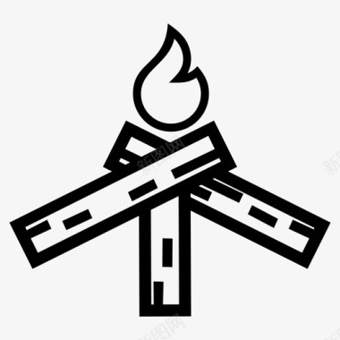 柴火烟熏柴火营地聚会图标