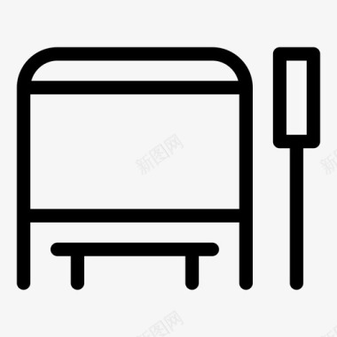 公共标识红公共汽车站长凳车站图标