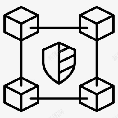 区块链区块链安全网络保护图标
