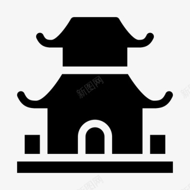 三庙宇亚洲信仰图标