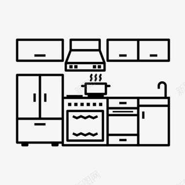 厨房室内设计洗碗机烤箱图标