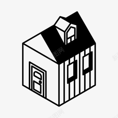 等距建筑木屋建筑城市图标