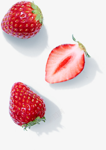 新鲜草莓水果实物图png免抠素材_88icon https://88icon.com 水果 草莓 新鲜 实物图 红色 成熟 多汁果 整个 切半 切面 装饰 透明