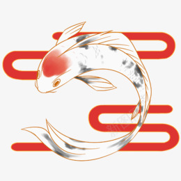 红色云纹锦鲤M  墨 png免抠素材_88icon https://88icon.com 红色 锦鲤