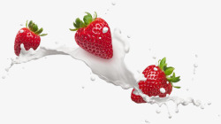 喷溅的草莓草莓液体牛奶日化元素PNG素材