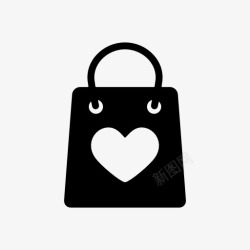 心形购物袋图标 icon com Web UI爱情图片素材
