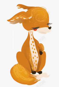 森林小动物卡通手绘水彩矢量插画小狐狸素材素材