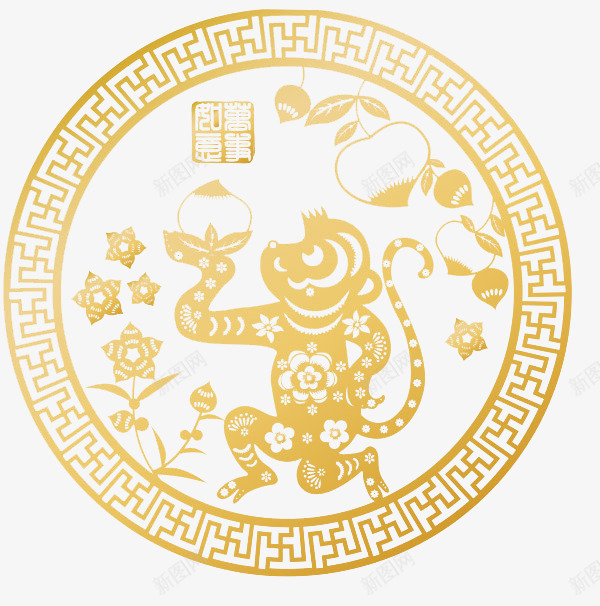 金色猴年喜庆PNG素材png免抠素材_88icon https://88icon.com 金色 猴年 喜庆 素材