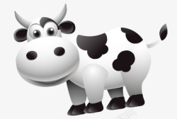 卡通精美奶牛透明底背景PNG素材PSD素材素材