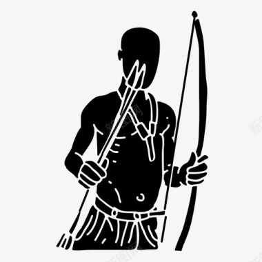 俾格米人部落男人非洲部落弓箭手图标