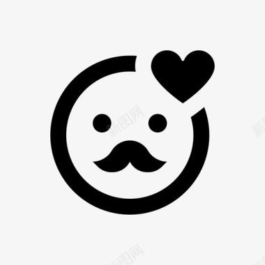 心形符号爱情表情符号心形小胡子图标