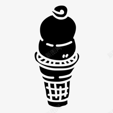 冰淇淋蛋筒蛋筒冰淇淋甜点图标
