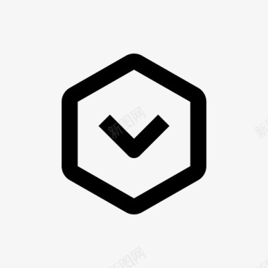 向下置顶按钮向下按钮线六边形64px图标