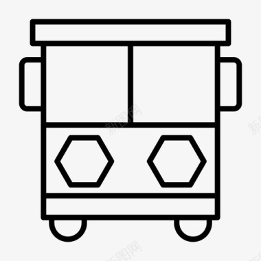 公共标识红公共汽车快车校车图标