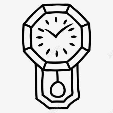 白色钟表钟摆闹钟木制图标