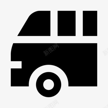 公共标识红公共汽车小客车公共交通图标