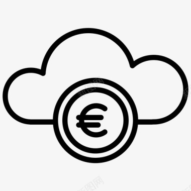 欧元图标云货币资本云银行图标