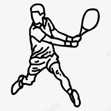 网球运动员球拍运动图标