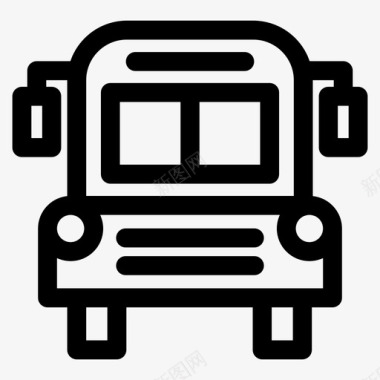 公共标识红公共汽车教育学校图标