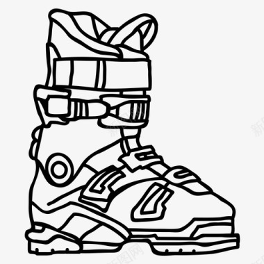 女滑雪靴鞋运动器材图标