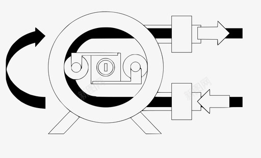 流体抽象蠕动泵顺时针流量图标
