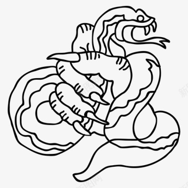 老式纹身风格艺术蛇图标