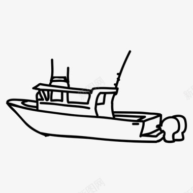 矢量鱼船鱼运输图标