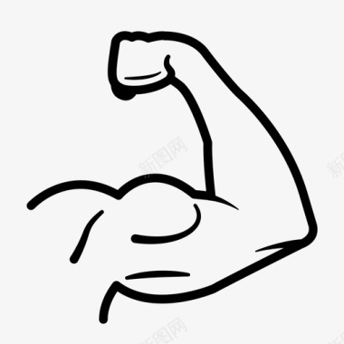 三面肌肉肌肉手臂二头肌健身图标
