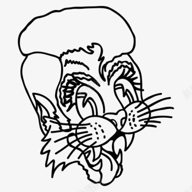 老派纹身风格艺术猫图标