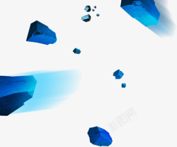 蓝色岩石碎片漂浮素材