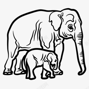 大象动物小象图标