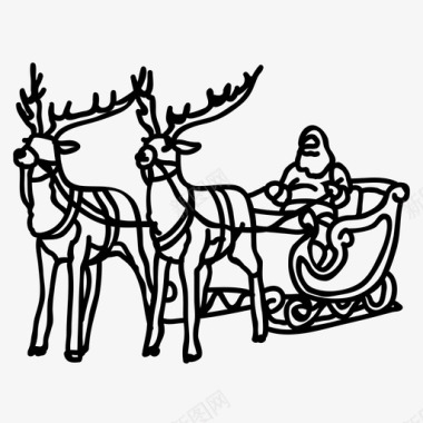 圣诞老人圣诞节驯鹿图标