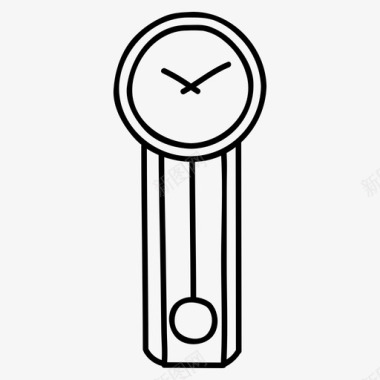 白色钟表钟摆闹钟木制图标