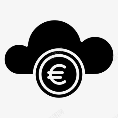 火焰欧元图标云货币资本云银行图标