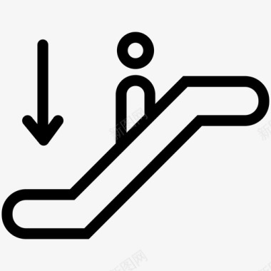 楼梯自动扶梯机场自动扶梯下行图标