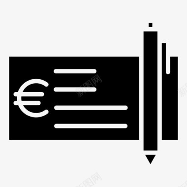 欧元图标支票钞票欧元图标