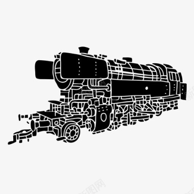 蒸汽火车火车头运输图标