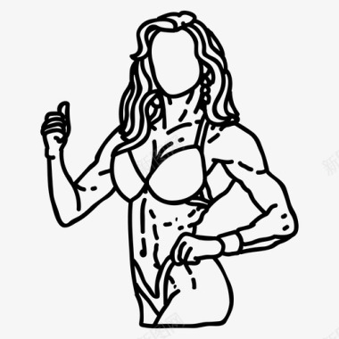 三面肌肉健美肌肉女人图标