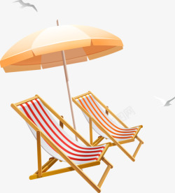 遮阳伞躺椅卡通素材