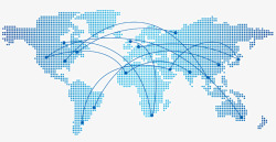 蓝色世界地图连线连点素材