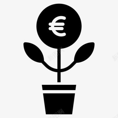 火焰欧元图标增长商业欧元图标