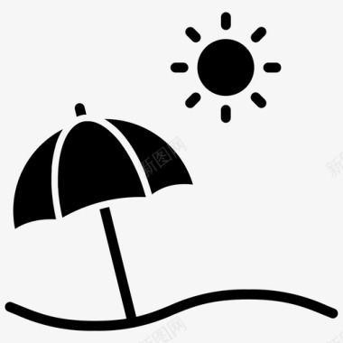 海滩遮阳伞海滩假日遮阳伞图标